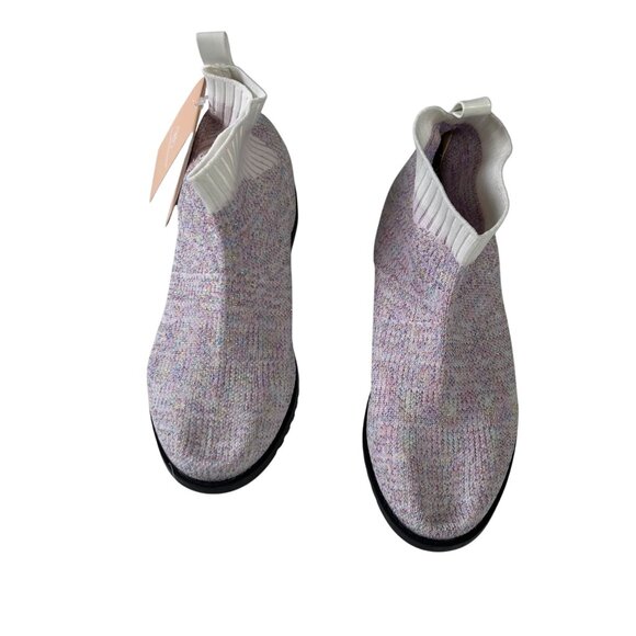 IceUnicorn Sparkly Knit Ankle Boots Girls Size 33 US Size 2 New Pull Tabs - Picture 4 of 10